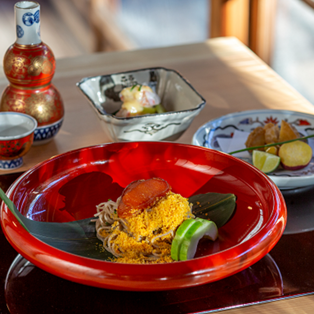 お料理二品とからすみ蕎麦のショートコース